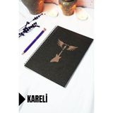Mikasso A5 Gitar Temalı Siyah Kraft Kapaklı Defter - Kareli Defter - 60 Yaprak (120 Sayfa) 15X21 cm Karton S - Çok Renkli