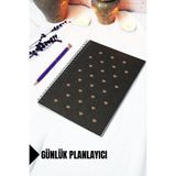 Mikasso A5 Kalp Temalı Siyah Kraft Kapaklı Defter - Günlük Planlayıcı - 45 Yaprak (90 Sayfa) 15X21 cm Karton - Çok Renkli