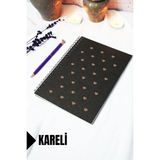 Mikasso A5 Kalp Temalı Siyah Kraft Kapaklı Defter - Kareli Defter - 60 Yaprak (120 Sayfa) 15X21 cm Karton Sp - Çok Renkli