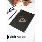 Mikasso A5 Müzik Nota Desenli Siyah Kraft Kapaklı Defter - Günlük Planlayıcı - 45 Yaprak (90 Sayfa) 15X21 cm - Çok Renkli