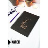 Mikasso A5 Panda Temalı Siyah Kraft Kapaklı Defter - Kareli Defter - 60 Yaprak (120 Sayfa) 15X21 cm Karton S - Çok Renkli