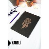 Mikasso A5 Rüya Kapanı Temalı Siyah Kraft Kapaklı Defter - Kareli Defter - 60 Yaprak (120 Sayfa) 15X21 cm Ka - Çok Renkli