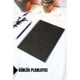 Mikasso A5 Siyah Kraft Kapaklı - Günlük Planlayıcı - 45 Yaprak (90 Sayfa) 15X21 cm - Okul Defteri Karton Spi - Çok Renkli