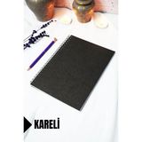 Mikasso A5 Siyah Kraft Kapaklı - Kareli Defter - 60 Yaprak (120 Sayfa) 15X21 cm - Okul Defteri Karton Spiral - Çok Renkli