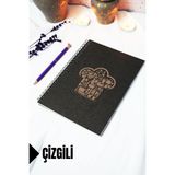 Mikasso A5 Siyah Kraft Kapaklı Tarif Defteri - Çizgili Defter - 60 Yaprak (120 Sayfa) 15X21 cm Karton Spiral - Çok Renkli