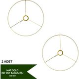 Mikasso Abajur Teli & Makrome Avize Teli | 30 cm 2 Adet Dokulu Mat Gold E27 Uyumlu – Abajur Şapkası Iskelet - Çok Renkli