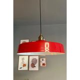 Mikasso Açe Kırmızı Tekli Eskitme Lale Başlık Avize Retro Sarkıt Ofis Showroom Salon Mutfak Avizeleri Metal - Çok Renkli