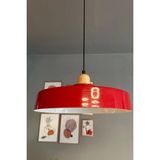 Mikasso Açe Kırmızı Tekli Kalın Ahşap Başlık Avize Retro Sarkıt Ofis Showroom Salon Mutfak Avizeleri Metal 1 - Çok Renkli