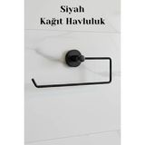 Mikasso Açık Kağıt Havluluk Mat Siyah Metal Duvara Monte Vidalı Banyo Tuvalet Mutfak Kağıt Havluluk 25 cm Si - Çok Renkli