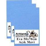 Mikasso Açık Mavi Eva 50X70 cm 3 Adet Eva Süngeri Okul Kreş Anasınıfı Elişi Etkinlikleri - Çok Renkli