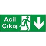 Mikasso Acil Çıkış Uyarı Levhası Aşağı Yön 25X15 Ebatında