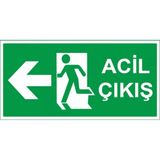 Mikasso Acil Çıkış Uyarı Levhası Sol Yön 25X15 Ebatında
