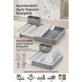 Mikasso Açılır-Kapanır Bulaşıklık - Bulaşık Durulama Sepeti Tabaklık Bulaşık Kurutmalık Gri Plastik Gri - Çok Renkli