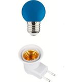 Mikasso Açma Kapama Anahtarlı Duy Fişli + 1W Tasarruflu Renkli E27 LED Gece Lambası Mavi Işık - Çok Renkli