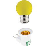 Mikasso Açma Kapama Anahtarlı Duy Fişli + 1W Tasarruflu Renkli E27 LED Gece Lambası Sarı Işık - LED Ampul -