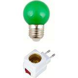 Mikasso Açma Kapama Anahtarlı Duy Fişli + 1W Tasarruflu Renkli E27 LED Gece Lambası Yeşil Işık - Çok Renkli