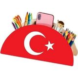 Mikasso Ahşap Ay Yıldız Çocuklar Için Masaüstü Kalemlik Kalem Kutusu Organizer Türk Bayrağı Ahşap Kırmızı - Çok Renkli
