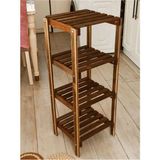 Mikasso Ahsap Banyo Duzenleyıcı Ahşap Raf 4 Lü Raf 32X32X100 cm Ahşap Kahverengi - Çok Renkli