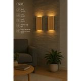 Mikasso Ahşap Dekoratif Otantik Tasarım 2 Adet 19 cm Otel, Kafe, Restoran, Balkon Pilli Peri LED Aplik Ahşap - Çok Renkli