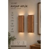 Mikasso Ahşap Dekoratif Otantik Tasarım 2 Adet Otel, Kafe, Restoran, Balkon Pilli LED Aplik Ahşap Kahverengi - Çok Renkli