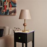 Mikasso Ahşap Detaylı Metal Abajur - Eskitme - 43X25X25 cm Metal Beyaz - Çok Renkli