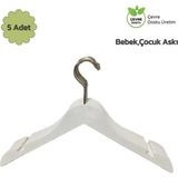 Mikasso Ahşap Görünümlü Plastik Çocuk Kıyafet Askıs , Bebek Elbise Askısı Plastik Beyaz Tr