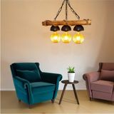 Mikasso Ahşap Halatlı 3'lü Rustik Avize Modern Tasarım Ahşap 3 E27 Siyah Salon / Oturma Odası - Çok Renkli