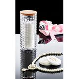 Mikasso Ahşap Kapak Disk Pamukluk Organizer Modern Kozmetik Düzenleyici Şık Pamukluk Makyaj Organizer Plasti