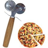 Mikasso Ahşap Saplı 2li Hamur Kesme Ruleti Düz ve Dalgalı Pizza Börek Kesici Aparatı Ahşap