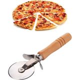 Mikasso Ahşap Saplı Çelik Bıçaklı Lüx Pizza Kesici Paslanmaz Çelik