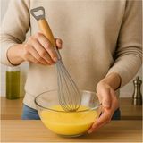 Mikasso Ahşap Saplı Paslanmaz Çelik Lüx Kalın Telli Çırpıcı Yumurta Kek Pasta Çırpma Teli - Şişe Açacaklı Çe