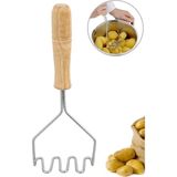 Mikasso Ahşap Saplı Pratik Patates Ezeceği Paslanmaz Çelik Chef Patates Ezici Patates Püresi Yapıcı Çelik