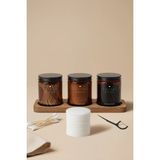 Mikasso Ahşap Standlı Amber Cam Banyo Organizer Seti–cotton Buds & Pads & Dental Care Yazılı–3'lü SET/250 ml - Çok Renkli