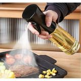 Mikasso Airfiryel Cam Sprey Yağ Şişesi Zeytinyağı Limon Püskürtüvü Yağdanlık 200ML Siyah
