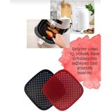 Mikasso Airfryer Silikon Kare Pişirme Matı 23 cm 2 Li Renkli Silikon Kırmızı