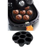 Mikasso Airfryer Silikon Muffin Kek Kalıbı 7 Gözlü Kek ve Çörek Pişirme Kabı Dondurma Kalıbı Siyah Silikon S