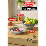 Mikasso Akordiyon Katlanır Süzgeç Yer Kaplamaz Çeyiz Için Pratik Mutfak Ürünü Kamp Süzgeçi 1800ML Plastik