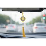 Mikasso Allah Yazılı Taşlı Dikiz Aynası Süsü Mavi Gold Kristal Taşlı Premium Araç Içi Süs - Çok Renkli