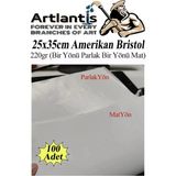 Mikasso Amerikan Bristol Karton 25X35 cm 100 Adet 220 gr Bir Tarafı Parlak Bir Tarafı Mat Kağıt Biristol Kar - Çok Renkli