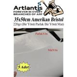 Mikasso Amerikan Bristol Karton 35X50 cm 5 Adet 220 gr Bir Tarafı Parlak Bir Tarafı Mat Kağıt Biristol Karto - Çok Renkli