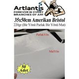 Mikasso Amerikan Bristol Karton 35X50 cm 50 Adet 220 gr Bir Tarafı Parlak Bir Tarafı Mat Kağıt Biristol Kart - Çok Renkli
