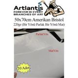 Mikasso Amerikan Bristol Karton 50X70 cm 10 Adet 220 gr Bir Tarafı Parlak Bir Tarafı Mat Kağıt Biristol Kart - Çok Renkli