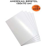 Mikasso Amerikan Bristol Kartonu 50X70 cm 10 Adet 230 gr Çift Taraflı Parlak Mat Yüzeyli Biristol Kağıt Çif - Çok Renkli
