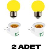 Mikasso Anahtarlı Fişli Duy 1 W Sarı Renkli E27 Duy LED Ampul 2 Adet