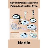 Mikasso #anahtarlık Hediye Cep Aynası Yumuşak Aksesuar Sevimli Şık Panda Tasarımlı Peluş Anahtarlıklı Ayna - Çok Renkli