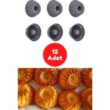 Mikasso Antrasit 12'li Silikon Mini Kek Kalıbı - Muffin Kalıbı 12 Adet Göbekli Kek Kalıbı Silikon Çok Renkli