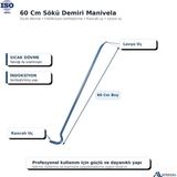 Mikasso Apeksal 60 cm Kısa Sökü Demiri Manivela Dövme Çelik Kancalı - Çok Renkli
