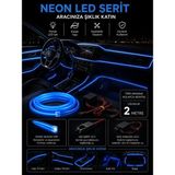 Mikasso Araç Içi Torpido LED Şerit LED Ip LED Neon Buz Mavisi (Ice Blue) 2 Metre - Çok Renkli
