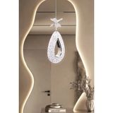 Mikasso Arel Tekli Modern LED Avize Krom Renk Kristal Görünüm Beyaz Işık Enerji Tasarruflu Hol Yemek Odası K - Çok Renkli