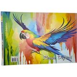 Mikasso Artpoint Resim Defteri Orta Boy 25X35-PAPAĞAN Karton Spiralli Çizgisiz Orta Boy Pembe Resim Defterle - Çok Renkli